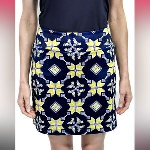 Golftini The Traveler Pull-On Golf Skirt Navy / Yellow Size Medium